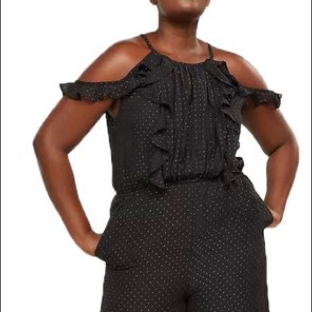 Lane Bryant sheer ruffled jumpsuit